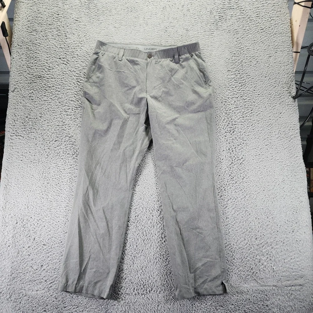 Under Armour Pant Men 38x32 Gray Polyester Golf Straight Loose Sport Performance